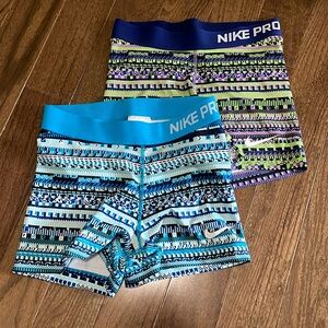 Two pair of Nike pro athletic shorts size small